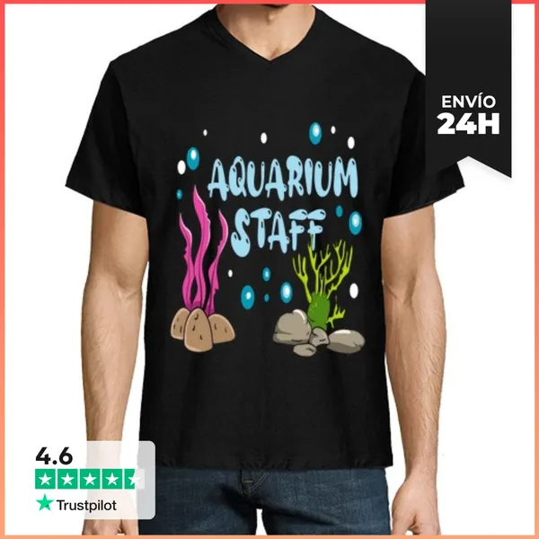 Camiseta Hombre, Cuello Pico Motivo Del Soporte De Los Peces Del