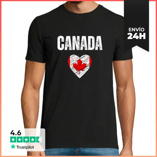 Camiseta Hombre Clásica Amo Canadá, Bandera De Canadá LaTostadora