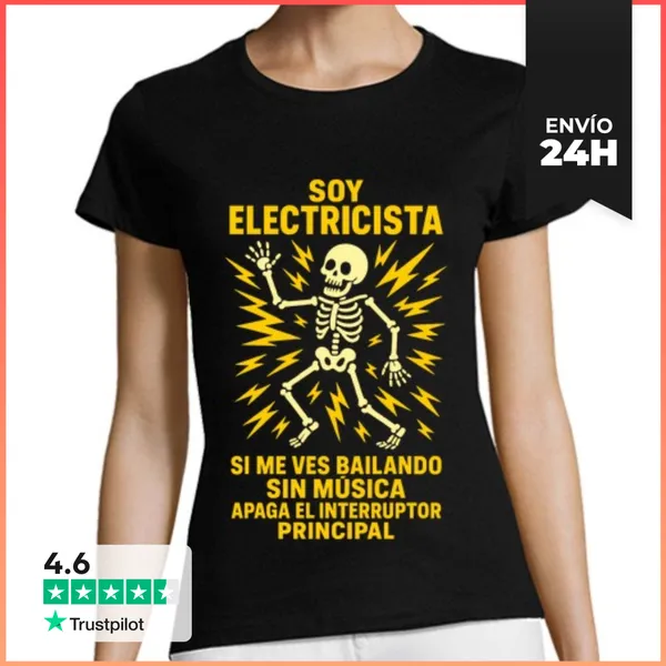 Camiseta Mujer Clásica Electricista Humor Baile Chispas Trabaj
