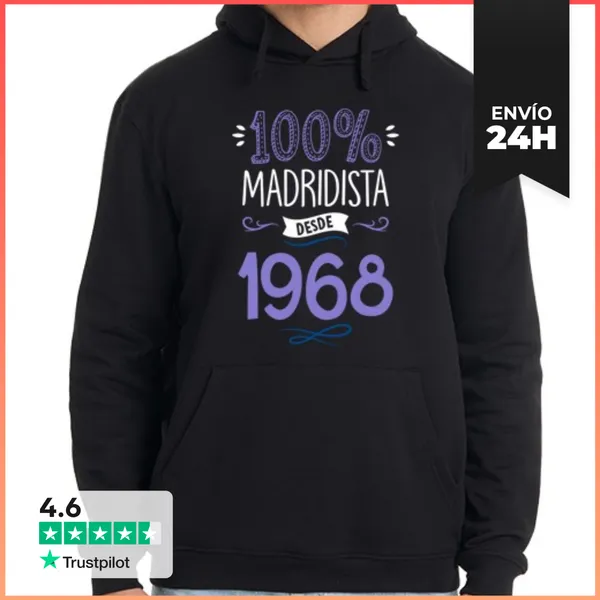 Sudadera Unisex Con Capucha 100% Madridista Desde 1968