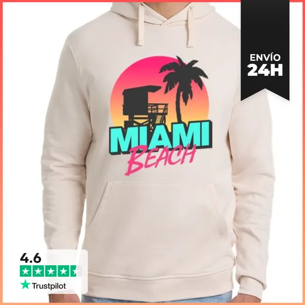 Sudadera Unisex Con Capucha Playa De Miami LaTostadora