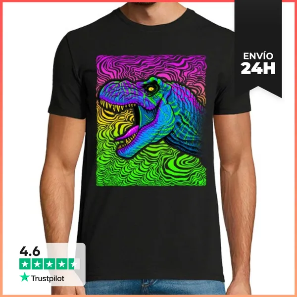 Camiseta Hombre Clásica T-Rex Psicodelico LaTostadora