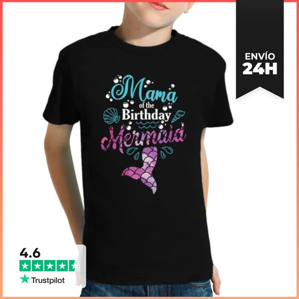 Camiseta Clásica Para Niños Mamá De La Sirena De Cumpleaños
