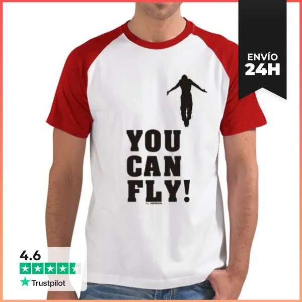 Camiseta Hombre, Estilo Béisbol YOU CAN FLY HIGH Black, Estilo