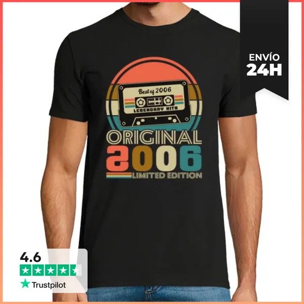 Camiseta Hombre Clásica 20 Años 2006 Vintage Regalo De Cumpleañ