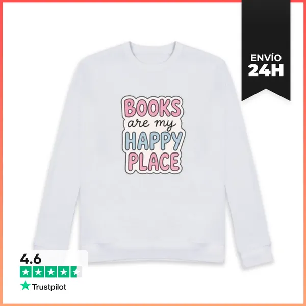 Sudadera Unisex Los Libros De Pegatinas Son Mi Lugar Feliz