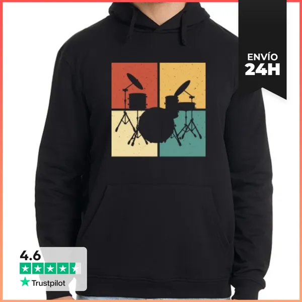Sudadera Unisex Con Capucha Tambores Retro LaTostadora