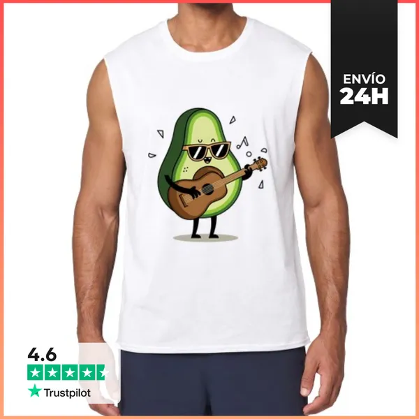 Camiseta Sin Mangas Aguacate Divertido Tocando La Guitarra