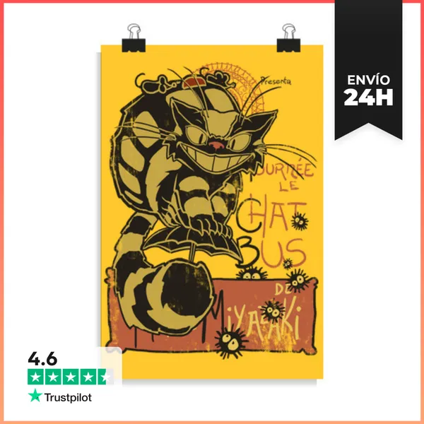 Póster Vertical Nekobus, Le Chat Noir LaTostadora
