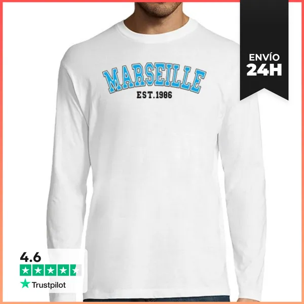 Camiseta Hombre Manga Larga Marsella Est 1986 LaTostadora
