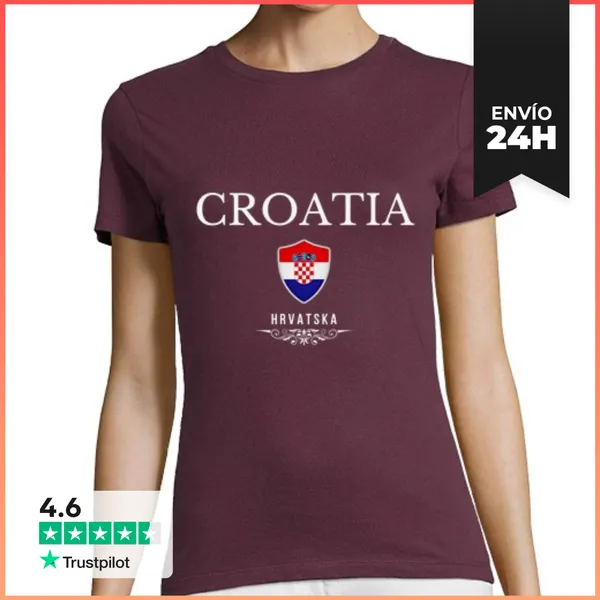 Camiseta Mujer Clásica Croacia Bandera, Orgullo Croata