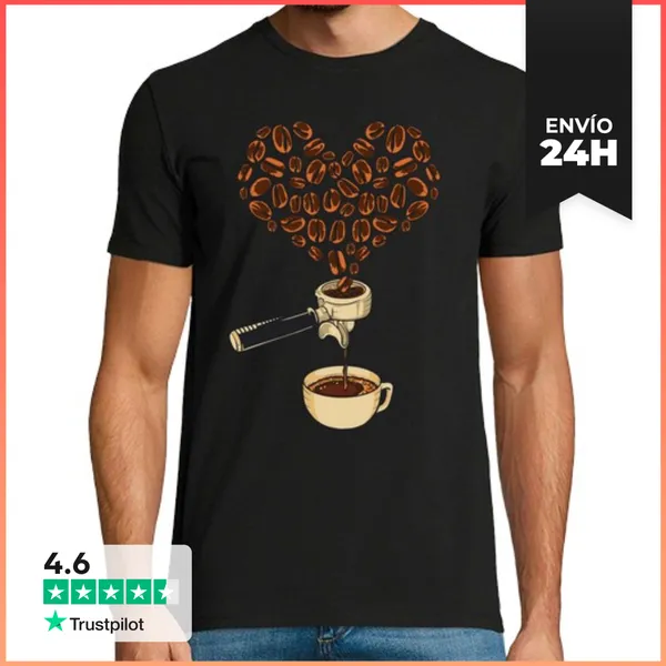 Camiseta Hombre Clásica Amor Por El Café Expresso Cafetera