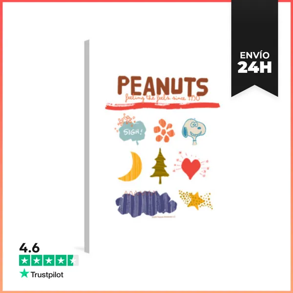 Lienzo Vertical Peanuts Con Sentimiento Desde 1950 LaTostadora