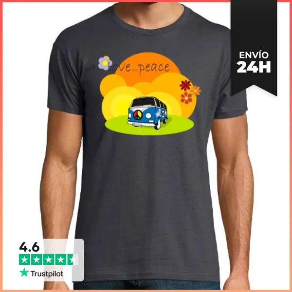 Camiseta Hombre Clásica Tostada Furgoneta Hippie V.01 LaTostadora
