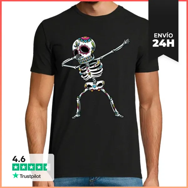 Camiseta Hombre Clásica Dabbing Calaveras De Azúcar Esqueletos