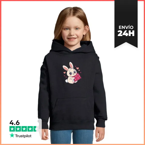 Sudadera Para Niños Con Capucha Conejo Abrazable Corazón Amor