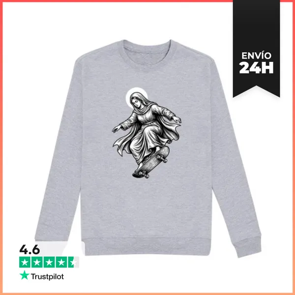 Sudadera Unisex Mary Patineta - Chica Patinadora Santa Flip