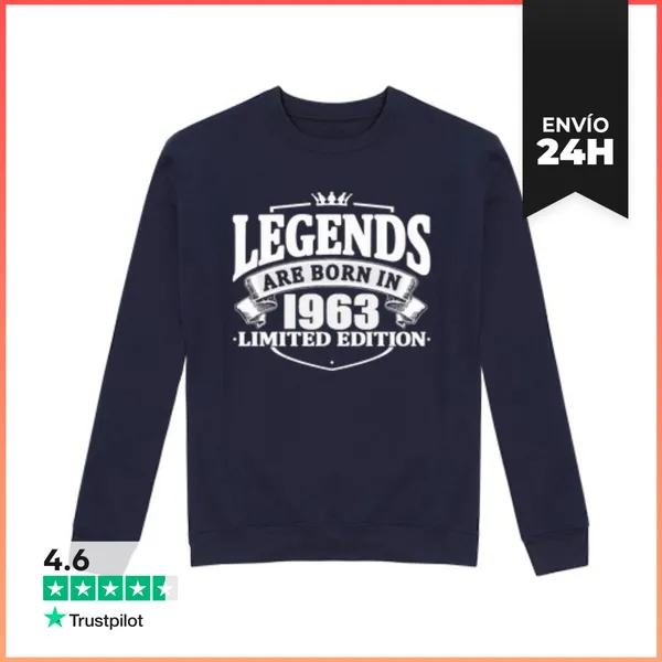 Sudadera Unisex Las Leyendas Nacen En 1963 LaTostadora