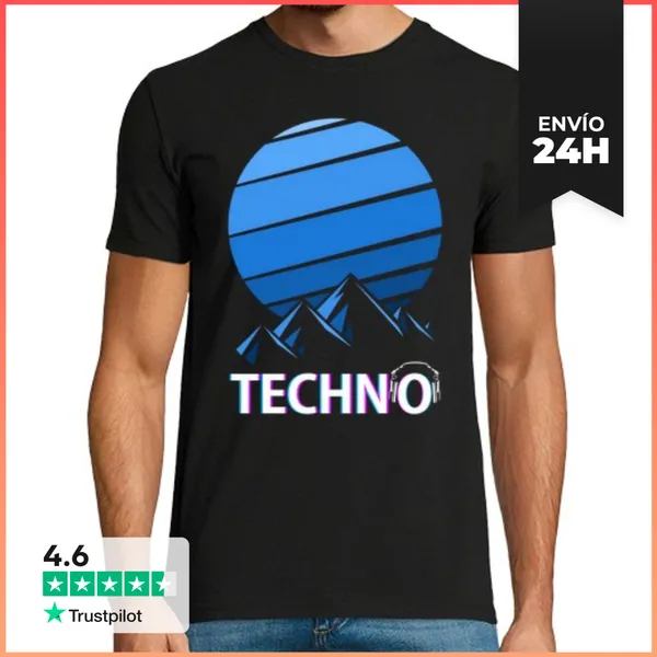 Camiseta Hombre Clásica Techno Montañas LaTostadora