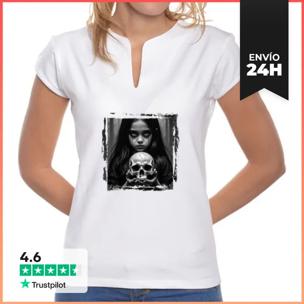 Camiseta Mujer Cuello Mao Niña De Las Sombras Fc LaTostadora