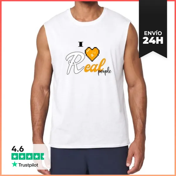 Camiseta Sin Mangas Camiseta Hombre I Love Real People Chiste
