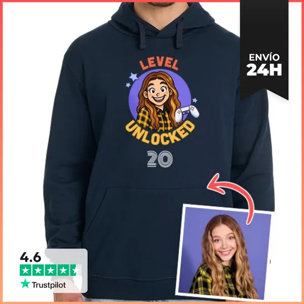 Sudadera Unisex Con Capucha Efecto Ilustración Sudadera Level