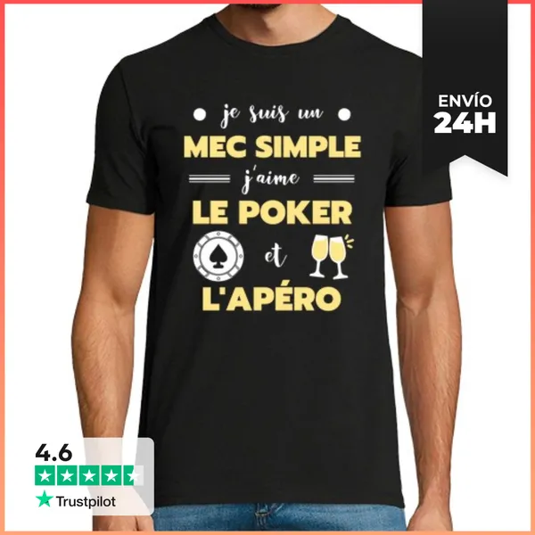 Camiseta Hombre Clásica Póquer Apero Humor Póquer Hombre