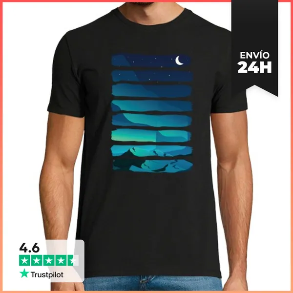 Camiseta Hombre Clásica Aurora Boreal Auroras Boreales Alaska