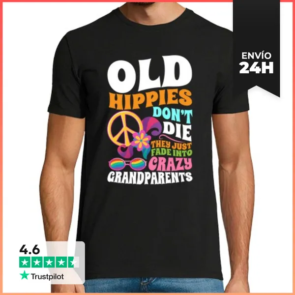 Camiseta Hombre Clásica Los Viejos Hippies No Mueren Simplement