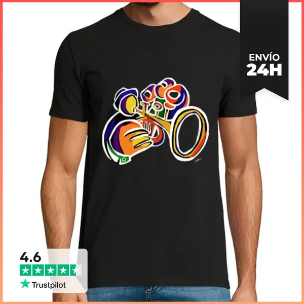 Camiseta Hombre Clásica Trompetista Colores LaTostadora