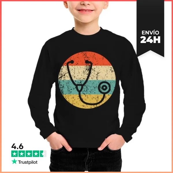 Camiseta Manga Larga Para Niños Doctor Enfermera Vintage Retro
