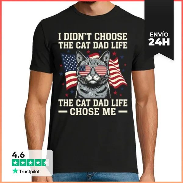 Camiseta Hombre Clásica No Elegí La Vida De Papá Gato Padre