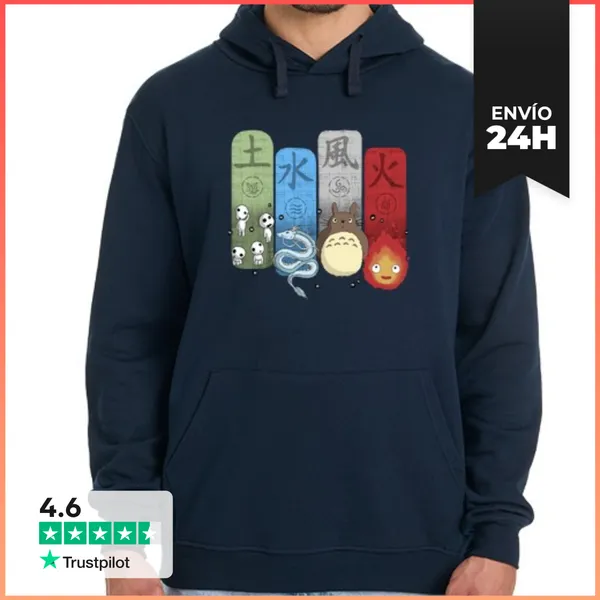 Sudadera Unisex Con Capucha Ghibli Elemental Charms LaTostadora