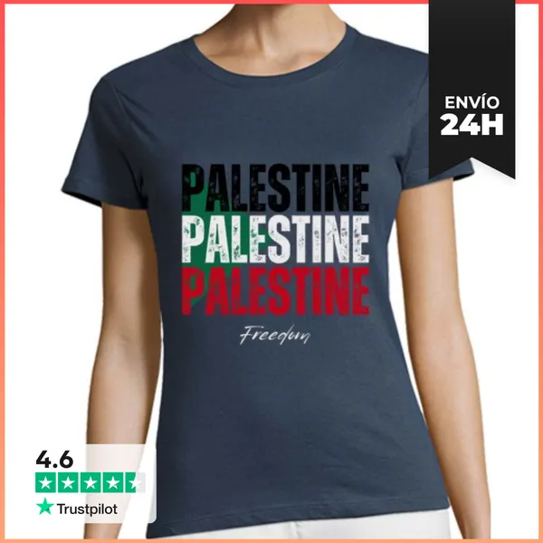 Camiseta Mujer Clásica Bandera Palestina, Hecho En Palestina
