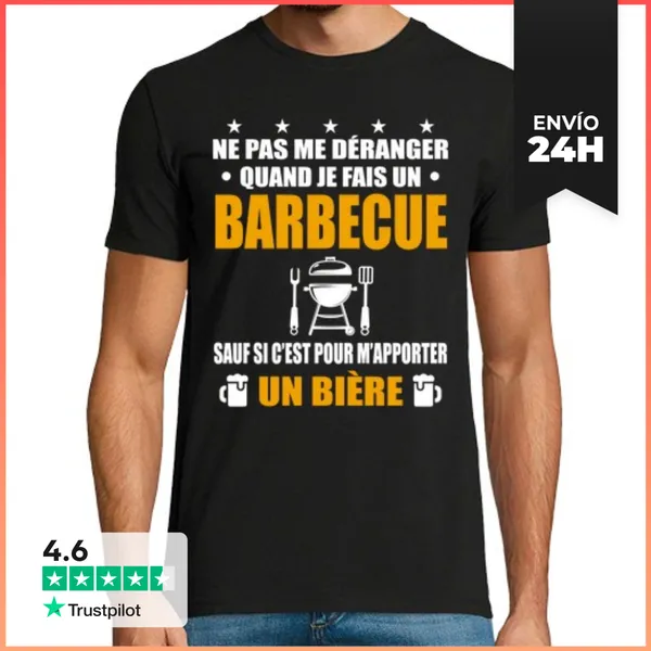 Camiseta Hombre Clásica Barbacoa Cerveza Humor Aperitivo Barbac