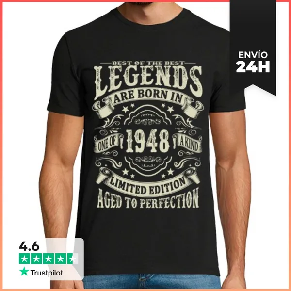 Camiseta Hombre Clásica Las Leyendas De 75 Años - Nació En 1948
