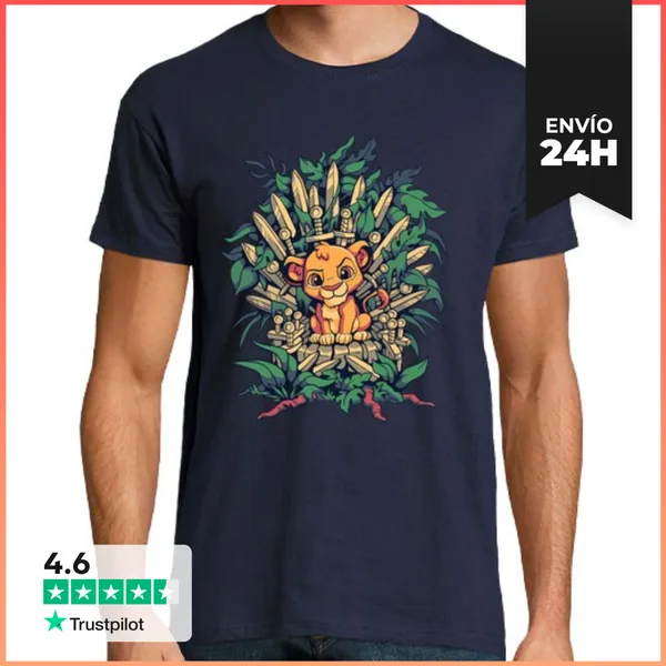 Camiseta Hombre Clásica Simba Trono Hierro Rey León Camiseta