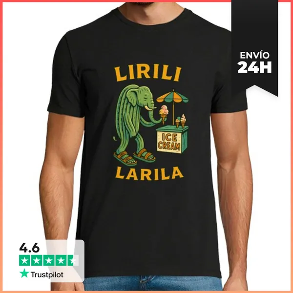 Camiseta Hombre Clásica Lirili Larila Icecream Brainrot