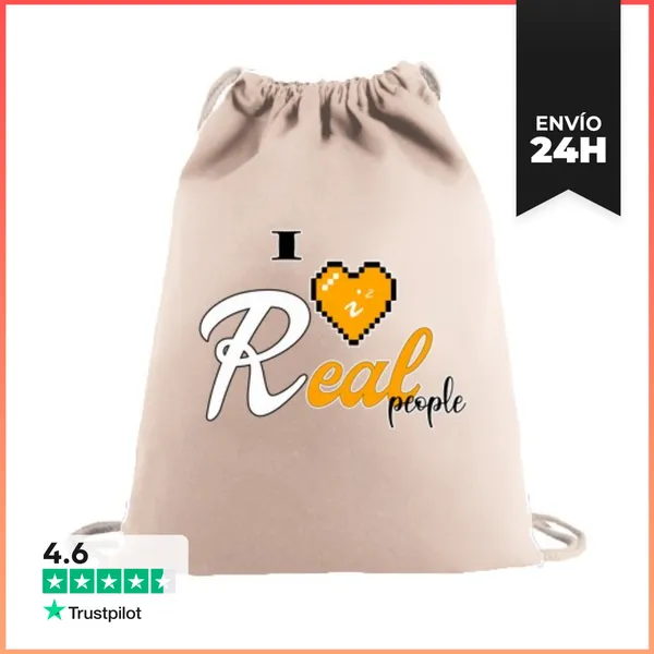 Mochila Saco Con Cuerdas Bolsa I Love Real People Chiste
