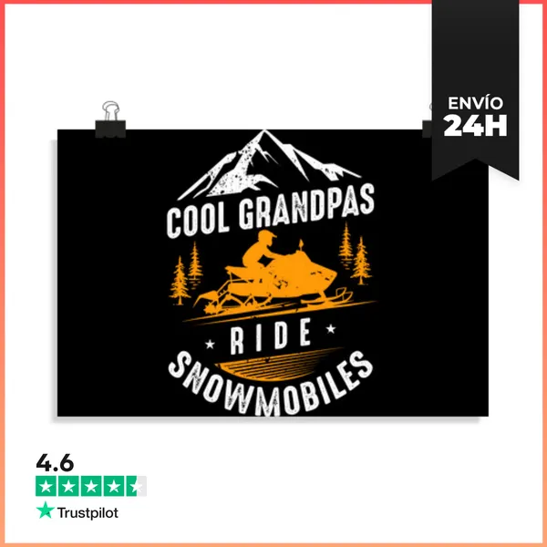 Póster Horizontal Los Abuelos Geniales Montan Motos De Nieve