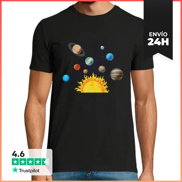 Camiseta Hombre Clásica Espacio Del Sistema Solar LaTostadora