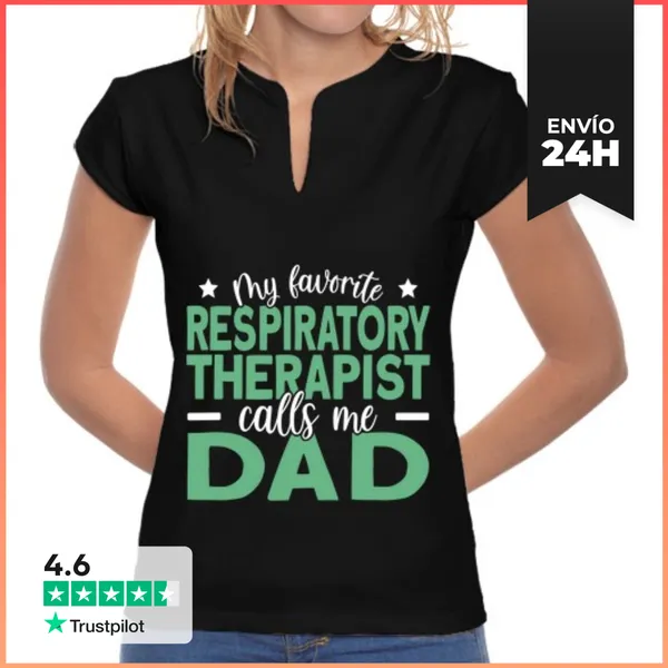 Camiseta Mujer Cuello Mao Mens Mi Terapeuta Respiratorio Favorito