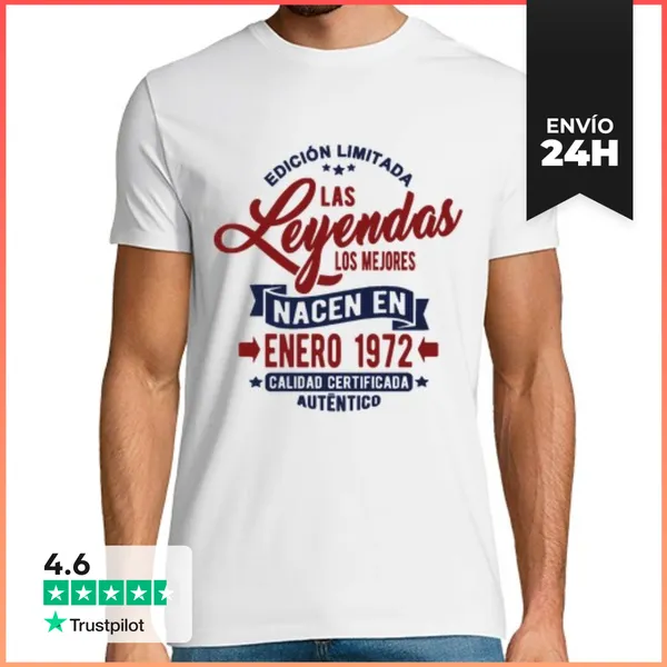 Camiseta Hombre Clásica Las Leyendas Nacen En Enero 1972