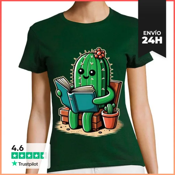 Camiseta Mujer Clásica Cactus Reading LaTostadora