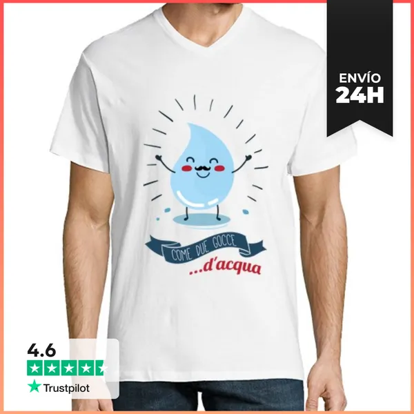 Camiseta Hombre, Cuello Pico Como Dos Gotas De Agua LaTostadora