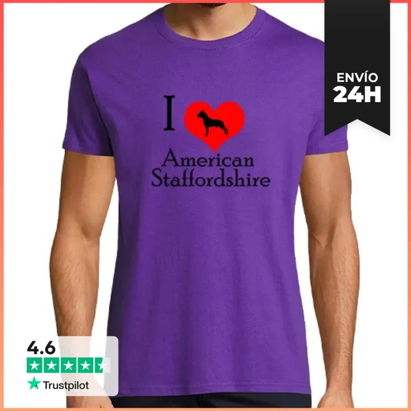 Camiseta Hombre Clásica I Love American Staffordshire LaTostadora