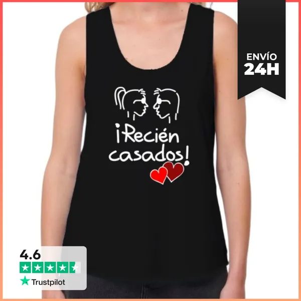 Camiseta Mujer Sin Mangas, Loose Fit RECIÉN CASADOS LaTostadora