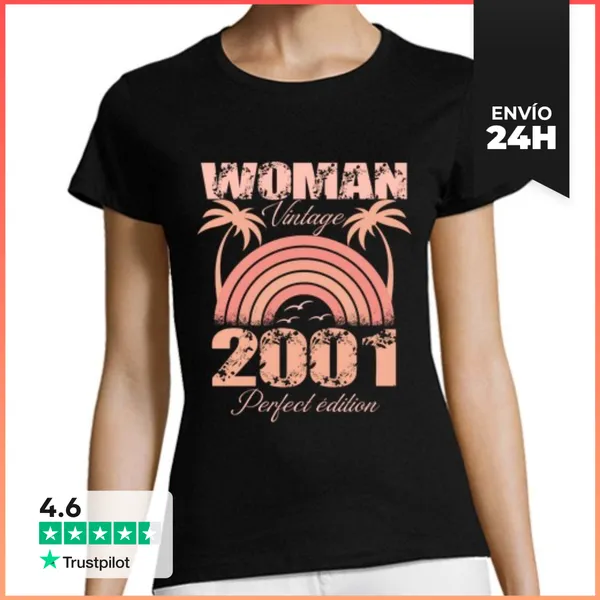 Camiseta Mujer Clásica Mujer Vintage Perfecta Edicion 2001