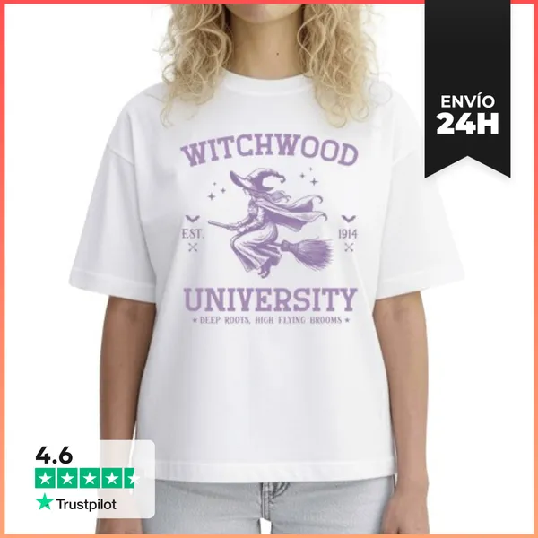 Camiseta Mujer Boxy WITCHWOOD UNIVERSITY EST 1914 LaTostadora