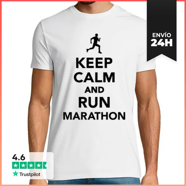 Camiseta Hombre Clásica Mantener La Calma Y La Carrera De Maratón